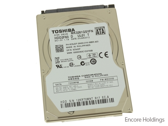 Dell (Toshiba MK3261GSYFN) 320 GB Internal Hard Disk Drive - 16 MB Cache C8JDF - Afbeelding 1 van 1